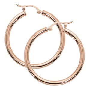 14K rose gold tube hoop earrings