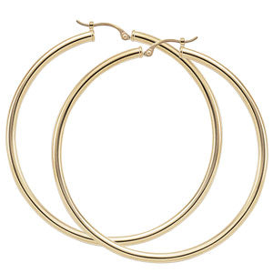 14K yellow gold tube hoop earrings