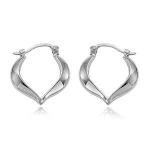 14K white gold open heart shape hoop earrings