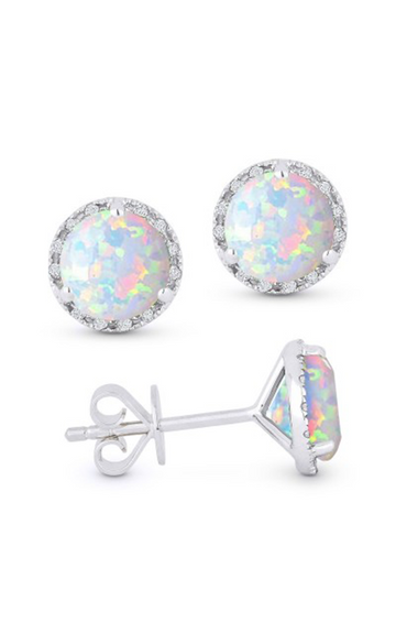 14K white gold Opal and Diamond Earrings