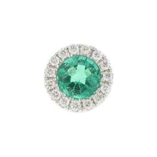 14K white gold diamond and emerald slide pendant