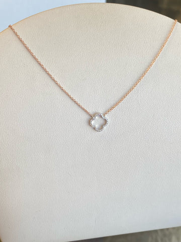 14K White/Rose gold diamond pendant necklace