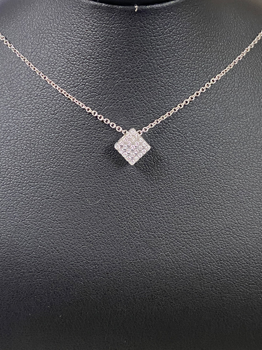 14K white gold Diamond Solare Necklace