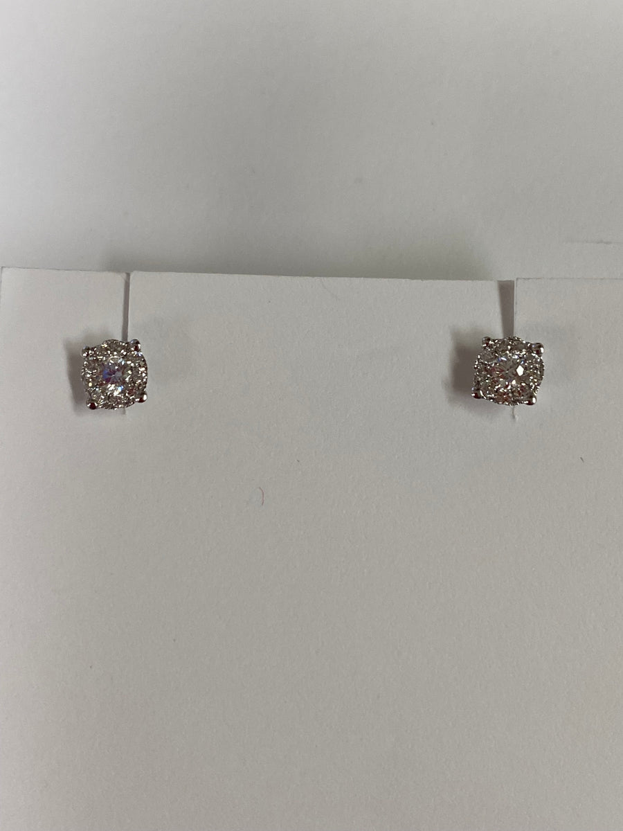 14K white gold Diamond Cluster Earrings
