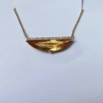 14K yellow gold Diamond and Citrine Pendant Necklace