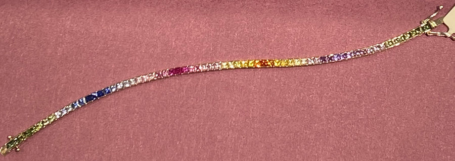 18K white gold rainbow sapphire bracelet