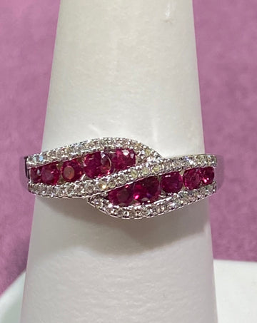 14K white gold Ruby and Diamond ring