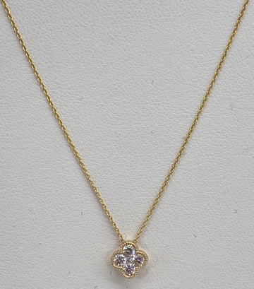 14K yellow gold diamond clover slide pendant necklace