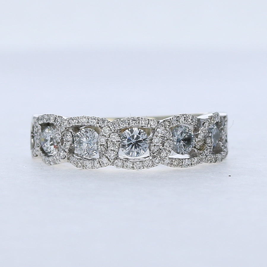 18K white gold diamond chain link ring