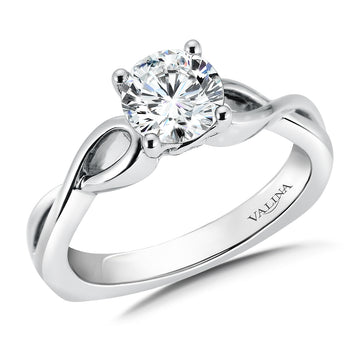14K white gold engagement ring semi-mounting