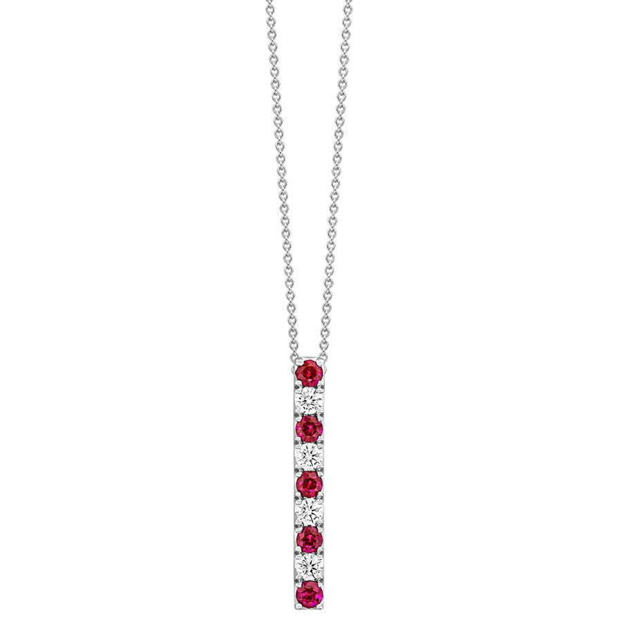 18K white gold diamond and ruby pendant necklace
