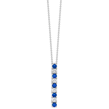 18K white gold diamond and sapphire pendant necklace